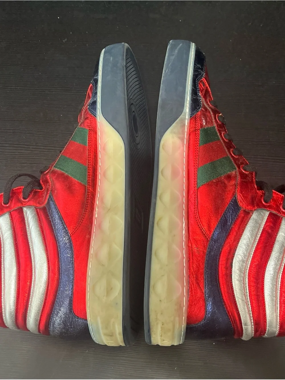 Gucci Men's High Top Metallic Red Sneakers Size 12